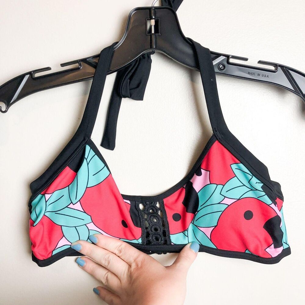 Aerie Scoop Halter Printed Bikini Top